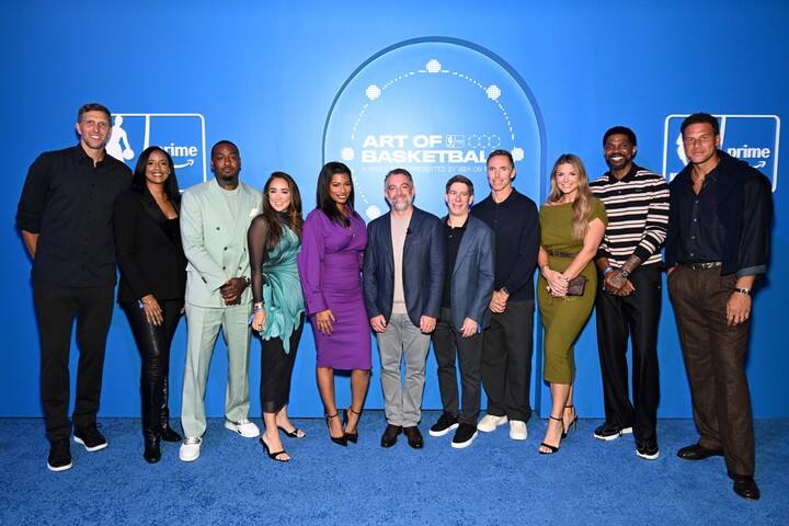 Del equipo de Prime Video forman parte ex estrellas de la NBA como Dirk Nowitzki, Steve Nash, Udonis Haslem, Blake Griffin y John Wall, todos presentes en la alfombra roja de Art Of Basketball, en Nueva York. (Foto: Prime Video)
