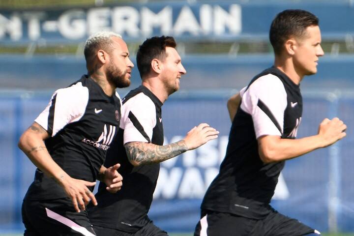 Ander, con Messi y Ney en PSG. (AFP)
