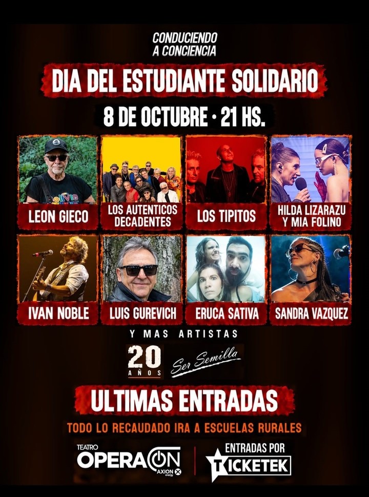 Grandes figuras dirán presente en la noche del jueves, entre los que se destacan León Gieco, Hilda Lizarazu e Iván Noble.