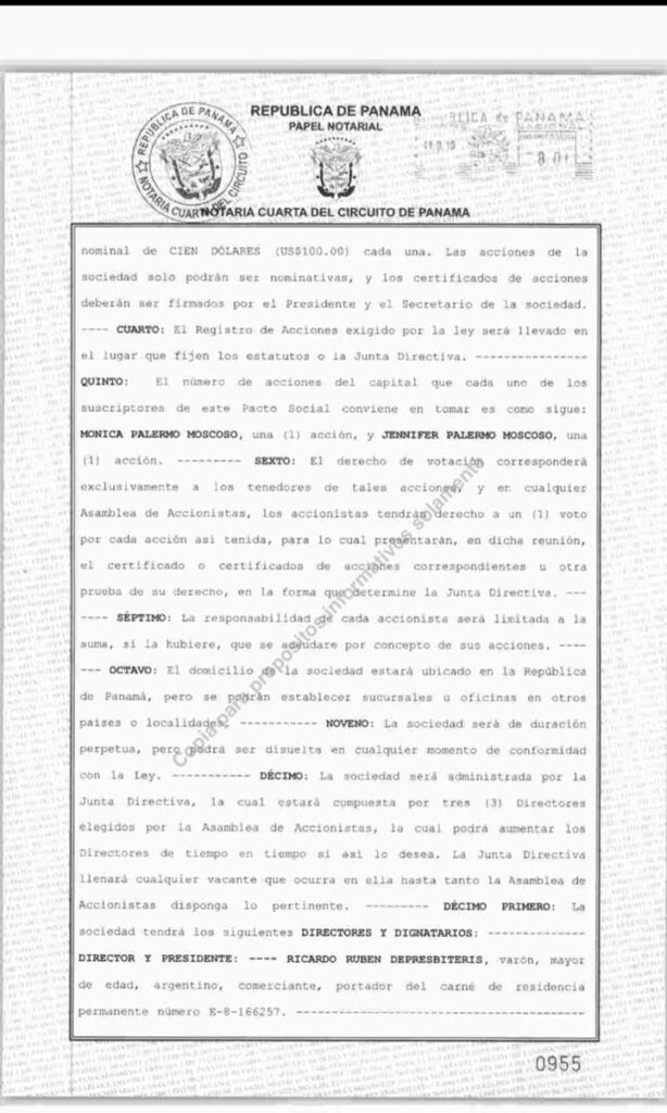 Depresbiteris, figura como dueño de la empresa Covelia Panamá.