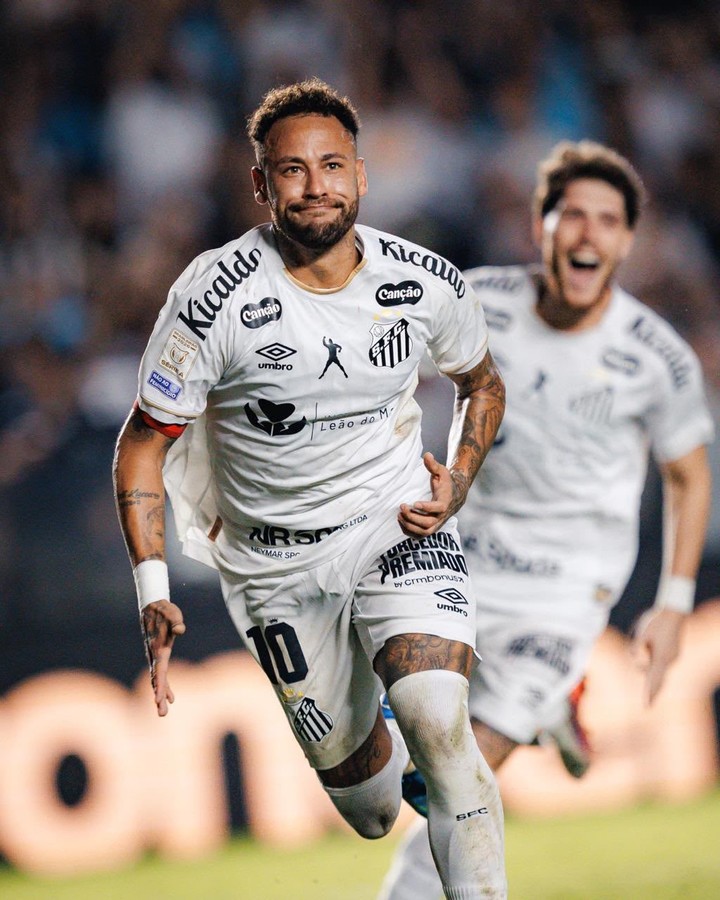 El festejo de Neymar ante Flamengo.
