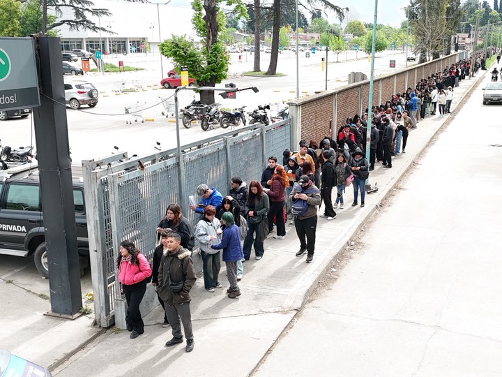 Impresionante fila por un trabajo en un bazar en Moreno. Foto: Francisco Loureiro