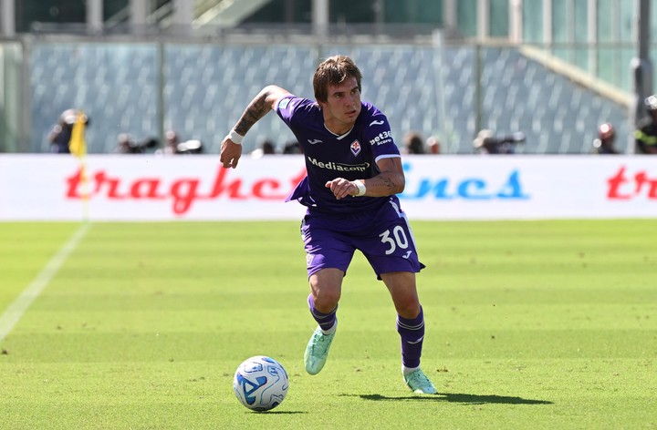 Mastantuono en la Fiorentina.  EFE/EPA/CLAUDIO GIOVANNINI