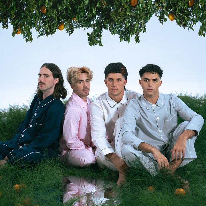 Silvestre y La Naranja, la banda compuesta por Justo Fernandez Madero, Francisco Nicholson, Lucas Grasso y Fernando Laprida. Foto de prensa